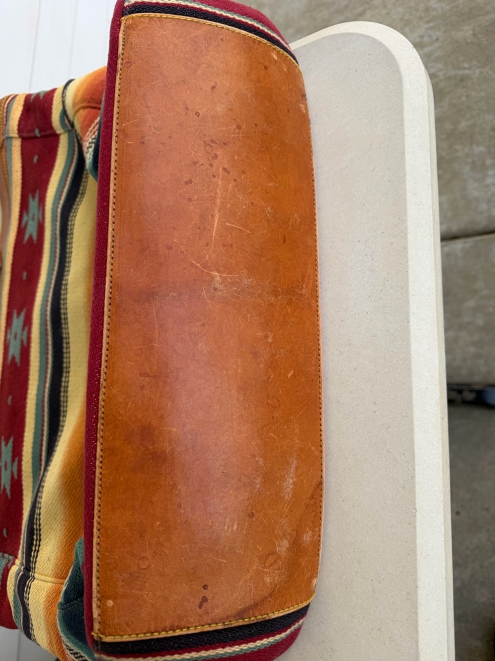 Vtg RALPH LAUREN Country Multi-Color Brown Serape Leather Chimayo Aztec Tote Bag - Picture 7 of 15